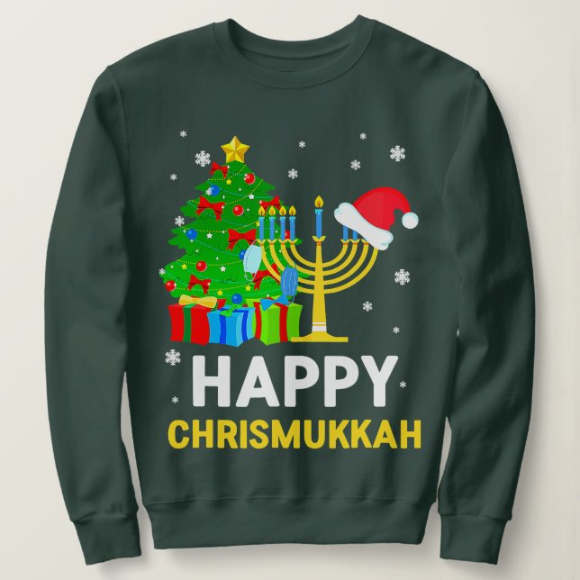 Happy Chrismukkah Funny Hanukkah und Weihnachten 2 Sweatshirt (Design vorne)