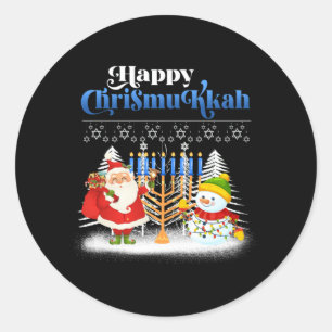 Happy Chrismukkah Funny Hanukkah Weihnachtsjuwis Runder Aufkleber