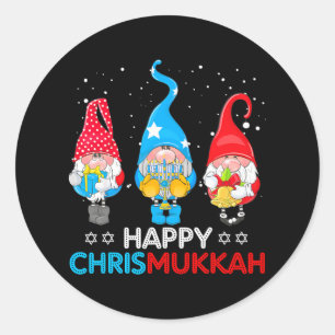 Happy Chrismukkah Gnomes Christmas Hanukkah Runder Aufkleber