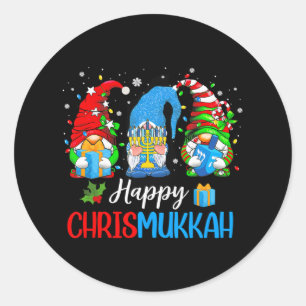 Happy Chrismukkah Gnomes Frohe Weihnachten und Runder Aufkleber