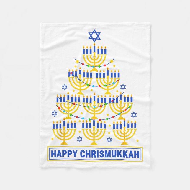 Happy Chrismukkah Hanukkah Light Tree Jewish Holid Fleecedecke (Vorderseite)