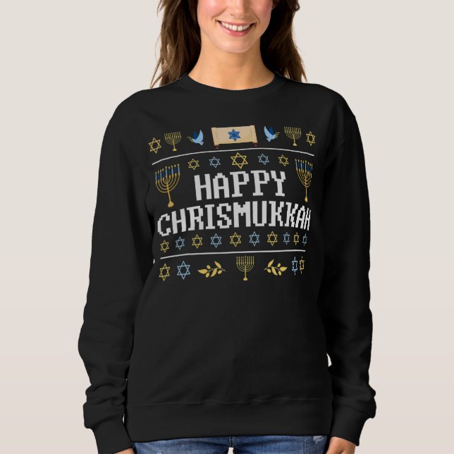 Happy Chrismukkah jüdische Weihnachten Hanukkah Ch Sweatshirt (Vorderseite)