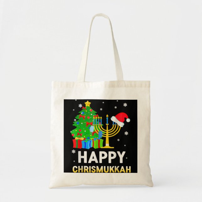 Happy Chrismukkah jüdische Weihnachten Hanukkah Ho Tragetasche (Vorne)