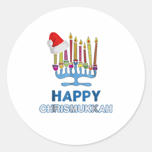 Happy ChrisMukkah Shirt Hanukkah T-Shirt Chanuka Runder Aufkleber (Vorderseite)