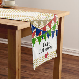 Happy Chrismukkah Weihnachten Hanukkah Hanukkmas Kurzer Tischläufer
