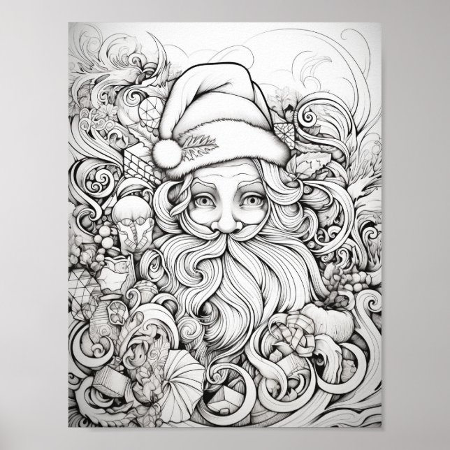 Happy Christmas Adult Coloring Poster (Vorne)