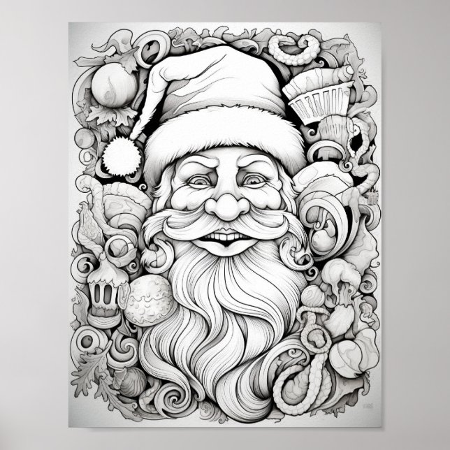 Happy Christmas Adult Coloring Poster (Vorne)