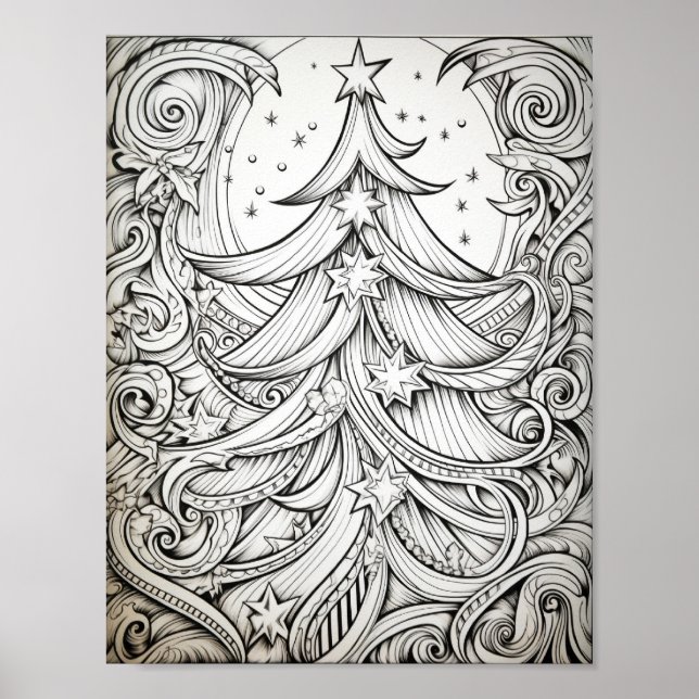 Happy Christmas Adult Coloring Poster (Vorne)