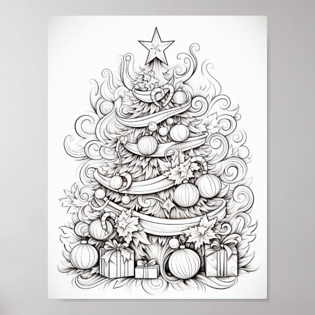 Happy Christmas Adult Coloring Poster (Vorne)