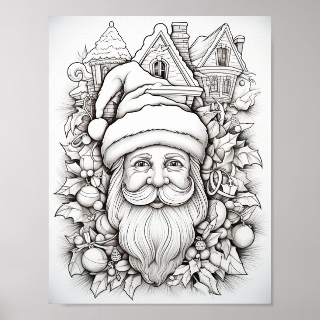 Happy Christmas Adult Coloring Poster (Vorne)