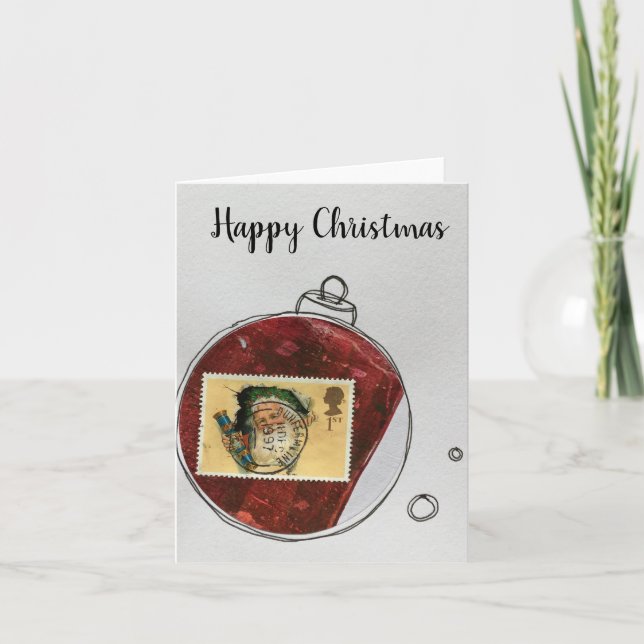 Happy Christmas Card - hand drawn ornament 2020-1 Dankeskarte (Vorderseite)