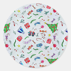 Happy Christmas Celebration Pattern Classic Round Runder Aufkleber