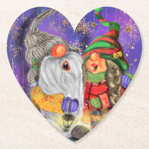 Happy Christmas Couple Gnome Paper Untersetzer