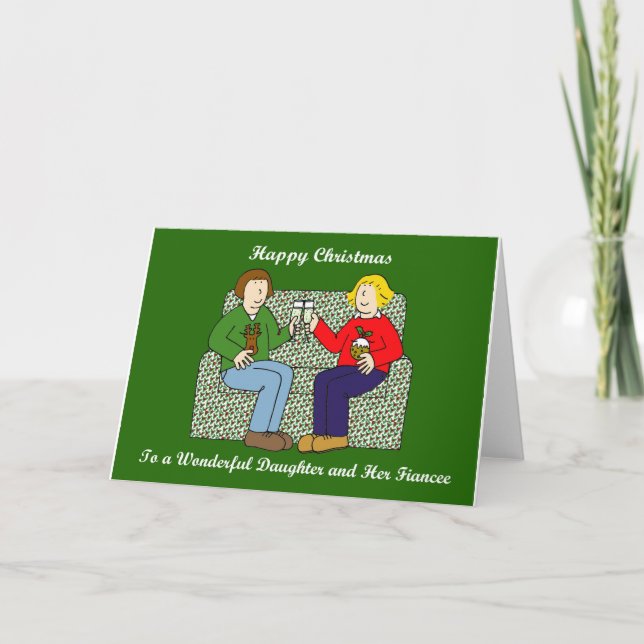 Happy Christmas Daughter und ihr Verlobter Karte (Vorderseite)