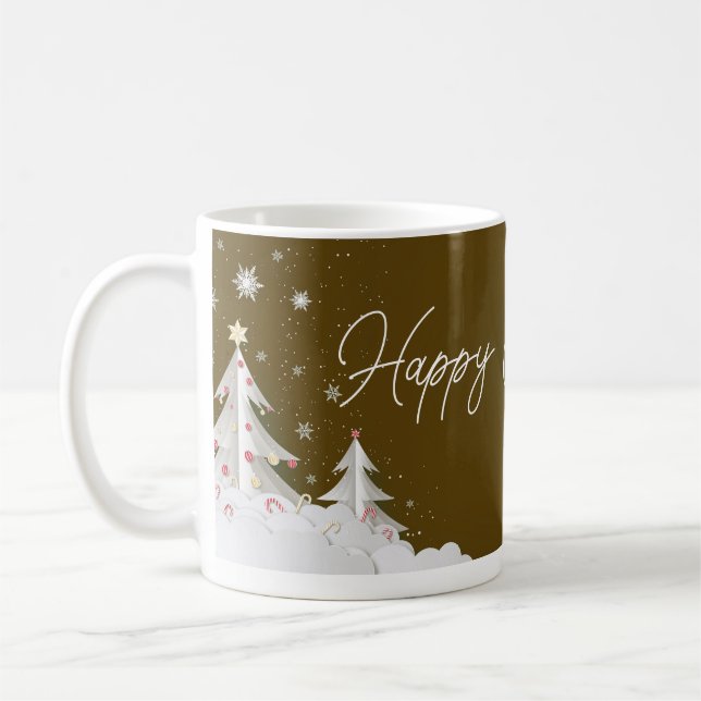 Happy Christmas – Festive Holiday Brown Mug Kaffeetasse (Links)