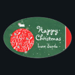 Happy Christmas funkle bauble Geschenksticker grün Ovaler Aufkleber<br><div class="desc">Glitzer Baum Dekoration Sticker,  um Ihre Geschenke hinzuzufügen. Design von Sarah Trett.</div>