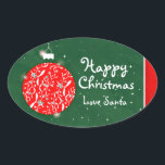 Happy Christmas funkle bauble Geschenksticker grün Ovaler Aufkleber<br><div class="desc">Glitzer Baum Dekoration Sticker,  um Ihre Geschenke hinzuzufügen. Design von Sarah Trett.</div>