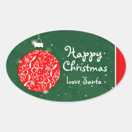 Happy Christmas funkle bauble Geschenksticker grün Ovaler Aufkleber