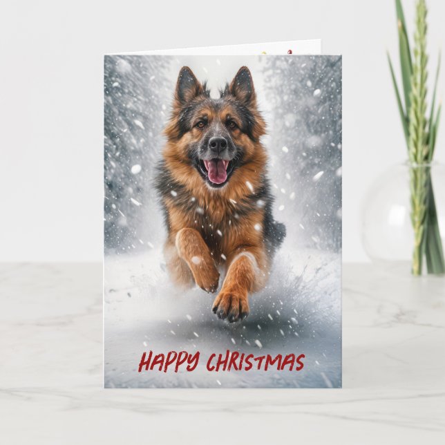 Happy Christmas German Shepherd Feiertagskarte (Vorderseite)