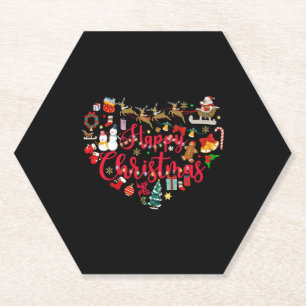 Happy Christmas Heart Santa Reindeer Untersetzer