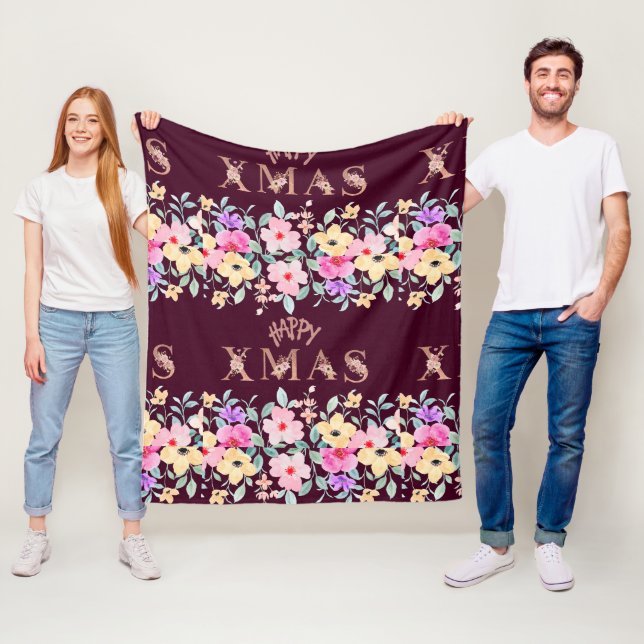 Happy Christmas Holiday Elegant Fleecedecke (Beispiel)