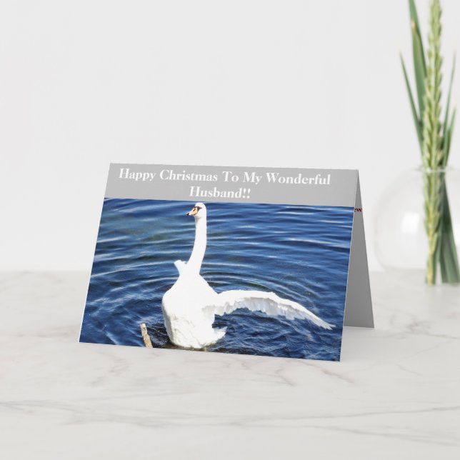 Happy Christmas Husband Swan Karte (Vorderseite)