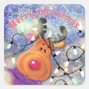 Happy Christmas Rentier Stickers