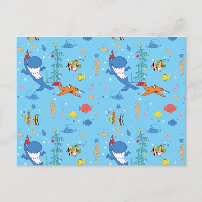 Happy Christmas Shark Postkarte (Vorderseite)