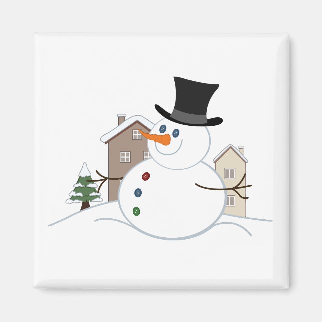 Happy Christmas Snowman Illustration Magnet (Vorne)
