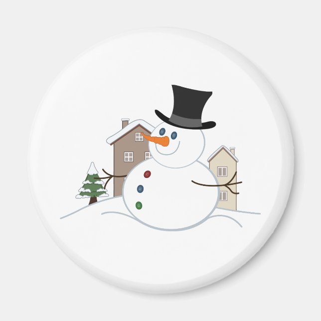 Happy Christmas Snowman Illustration Magnet (Vorne)