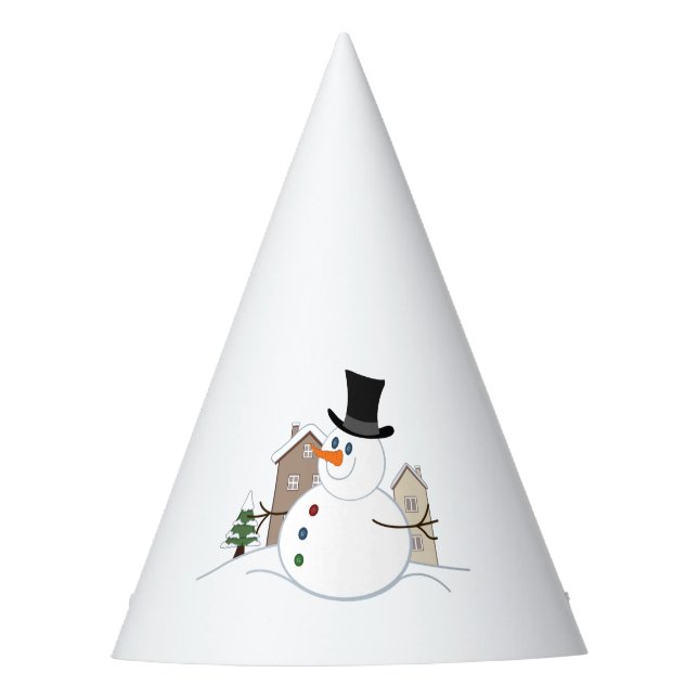Happy Christmas Snowman Illustration und Art Partyhütchen (Vorderseite)