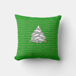 Happy Christmas Snowy Evergreen 16x16 Throw Kissen