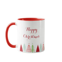 Happy Christmas Tree Row Tasse