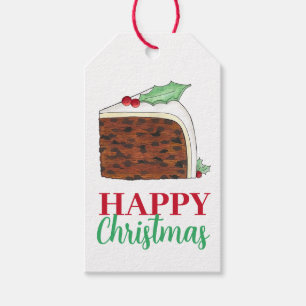 Happy Christmas UK British Cake Slice Festive Geschenkanhänger