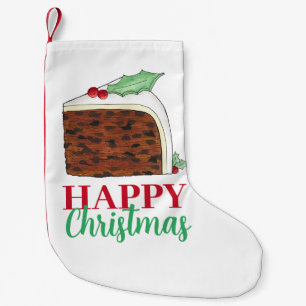 Happy Christmas UK British Cake Slice Festive Kleiner Weihnachtsstrumpf