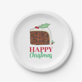 Happy Christmas UK British Cake Slice Homemade Pappteller
