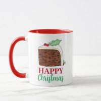 Happy Christmas UK British Cake Slice Homemade