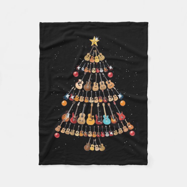 Happy Christmas|Ukulele Instrument Weihnachtsbaum Fleecedecke (Vorderseite)