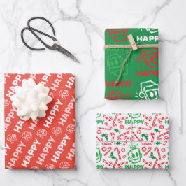 HAPPY Christmas Variety Wrapping Paper Geschenkpapier Set