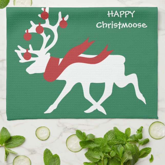 Happy Christmoose Weihnachtsgeschirr Handtuch (Gefaltet)