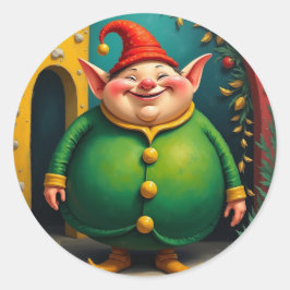 Happy chunky elf runder aufkleber