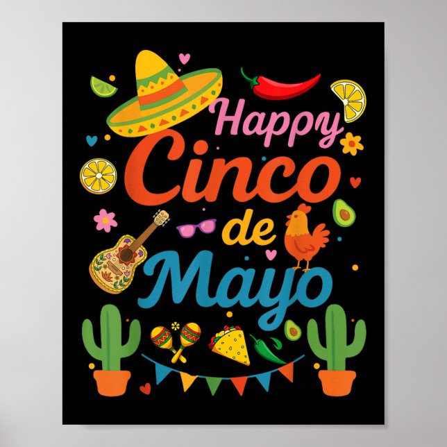 Happy Cinco De Mayo Fiesta Mexikanisches Party Män Poster (Vorne)
