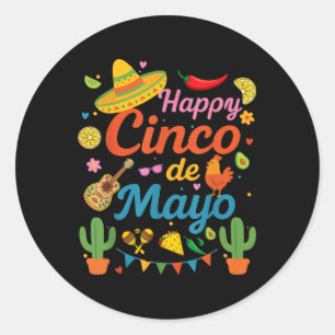 Happy Cinco De Mayo Fiesta Mexikanisches Party Män Runder Aufkleber