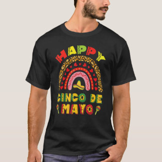 Happy Cinco De Mayo Leopard Rainbow Mexikanisch T-Shirt