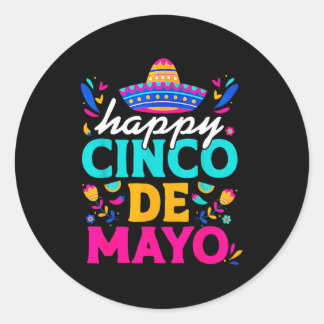 Happy cinco de mayo mexican sombrero margaritaHapp Runder Aufkleber