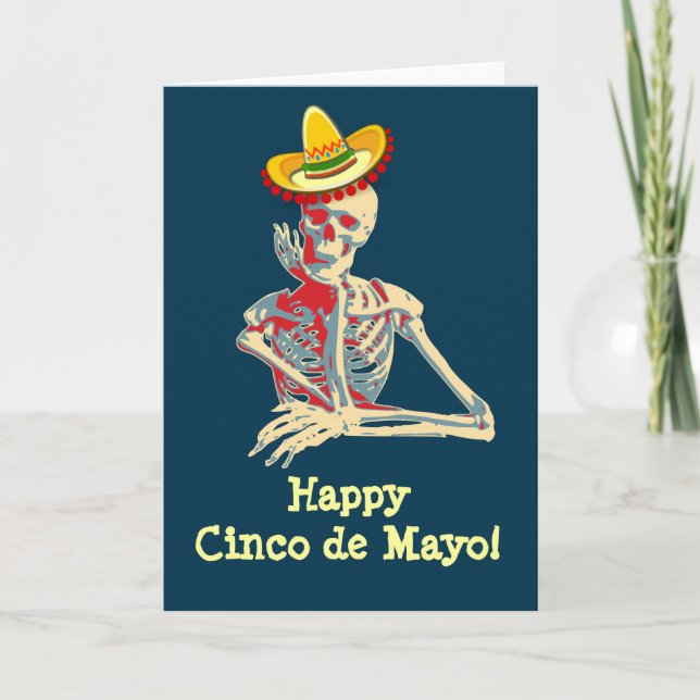 Happy Cinco de Mayo Skeleton Karte (Vorderseite)