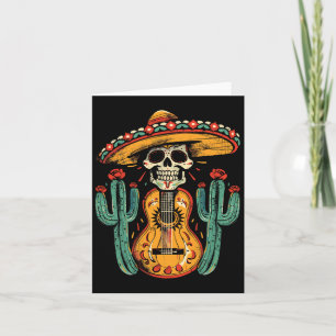 Happy Cinco De Mayo Skeleton Skull Sombrero Guitar Karte