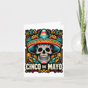 Happy Cinco De Mayo Skeleton Skull Sombrero Mexica Karte