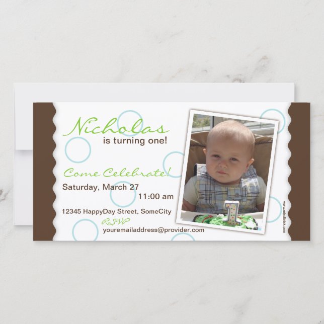 Happy Circle Carte photo : Brown et bleu (Devant)