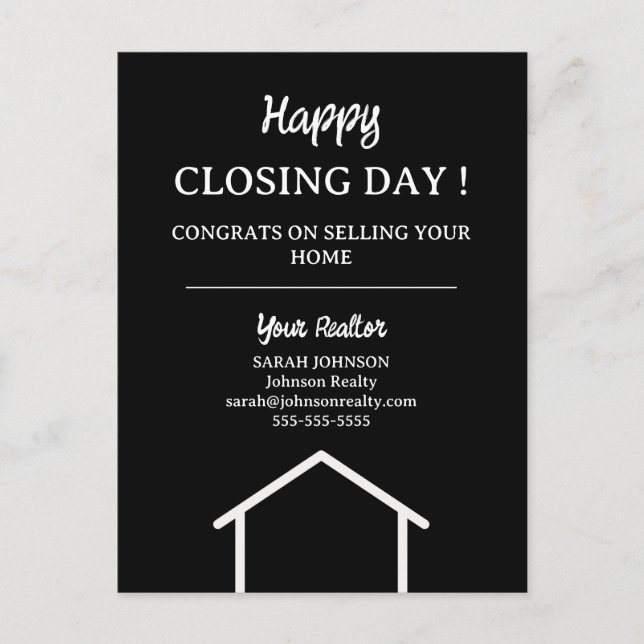 Happy Closing Day Zuhause Seller Real Anwesen Postkarte (Vorderseite)